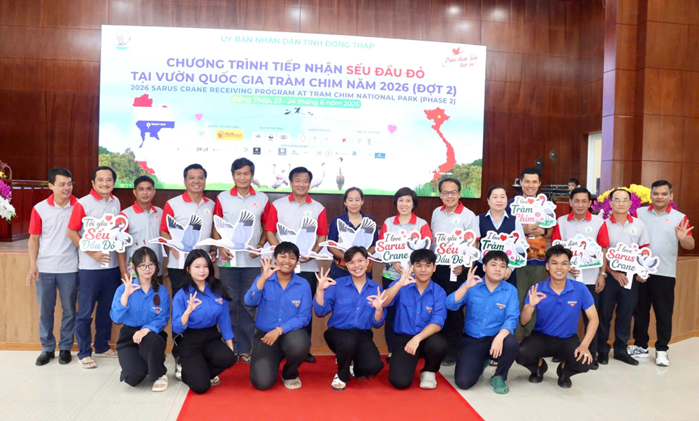 Đồng Tháp: Chung tay bảo tồn Sếu đầu đỏ vì sự phát triển bền vững của Vườn Quốc gia Tràm Chim